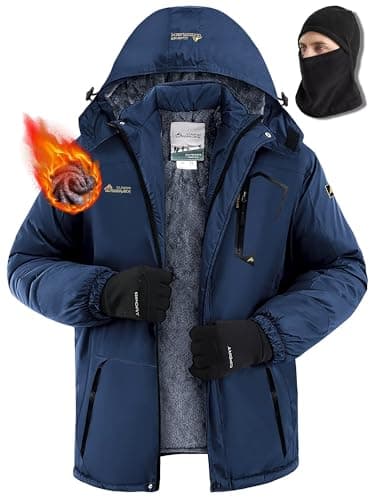WOSONG Men's Winter Ski Coats, Fleece-Lined & Balaclava, Waterproof & Windproof
