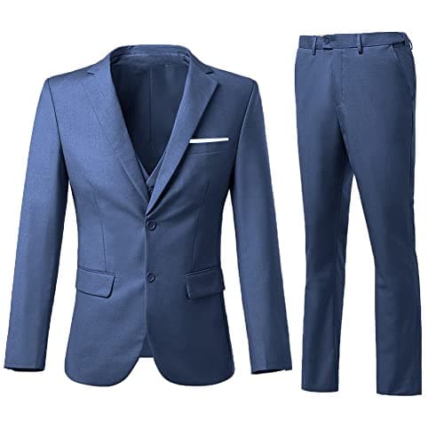 ZKHOECR Men's Slim Fit 3-Piece Suit