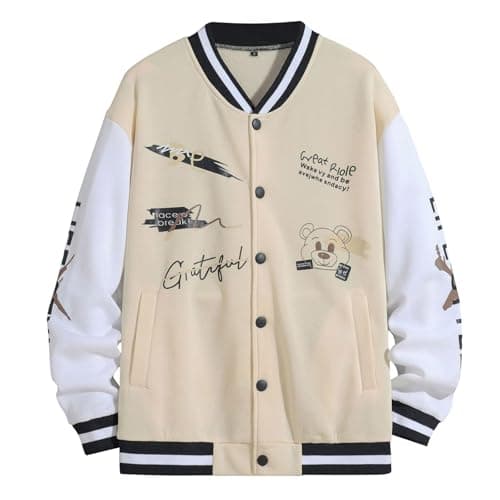 Xoxingysm Unisex Vintage Color Block Baseball Jacket