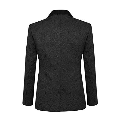 YFFUSHI Men's Slim Fit Jacquard Tuxedo 3-Piece Suit