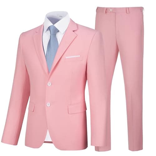 Amyox Men's Slim Fit Two Piece Wedding Prom Suit Jacket & Pants Set