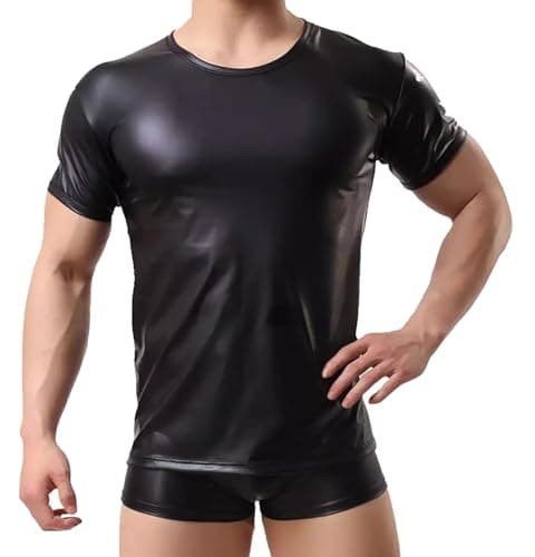 MALE SHINY PATENT LEATHER JACKET SLIM FIT NIGHTCLUB PARTY WEAR