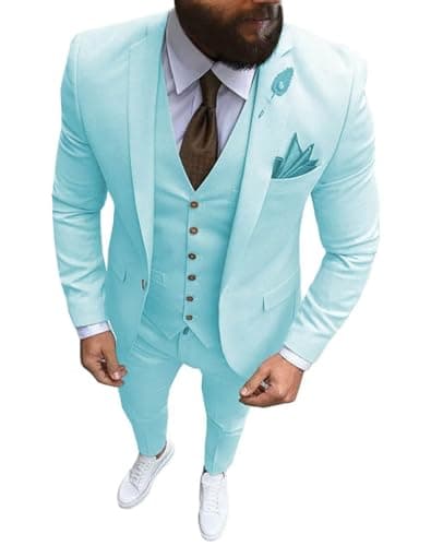 Wangyue Men's Slim Fit 3 Piece Suit Set