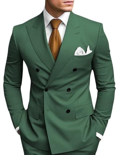Double Breasted Suit Men Slim Fit 2 Piece Wedding Prom Set