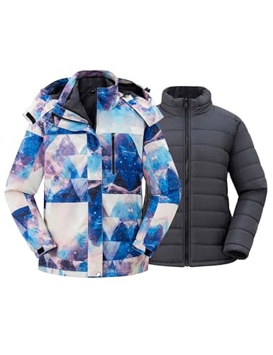 Wantdo Women's Plus Size Waterproof Winter Ski Snowboarding Jacket with Hood