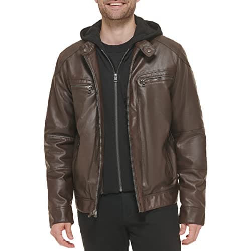 Calvin Klein Men's Faux Leather Moto Jacket