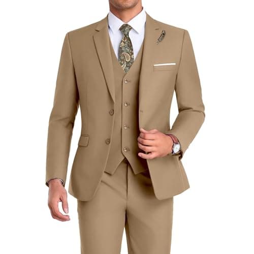 Mrbuerly Men's Slim Fit 3-Piece Suit for Groomsmen with Tie and Pants XS/36-30