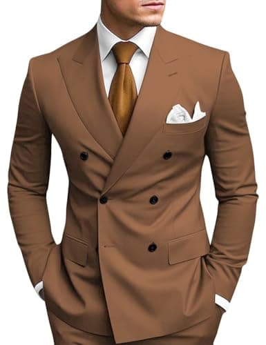 Double Breasted Suit Men Slim Fit 2 Piece Wedding Prom Set