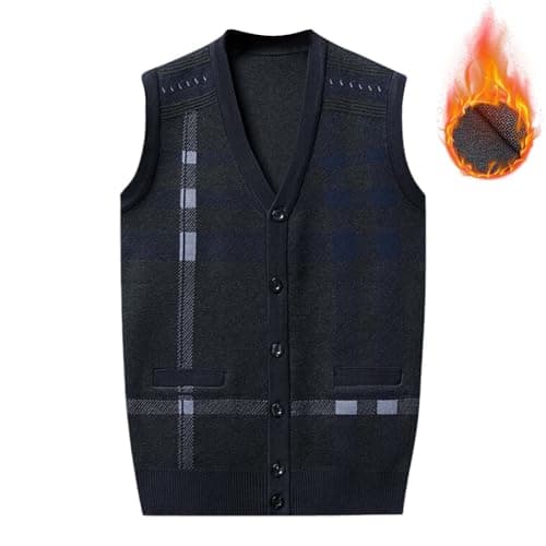 Men's Plaid V-Neck Classic Knit Sleeveless Sweater Vest