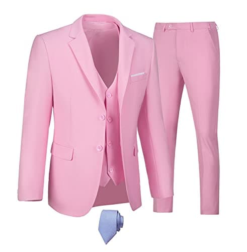 Men's 3-Piece Slim Fit Suit Set - Wedding Business Tuxedo with Blazer, Vest, Pants & Tie