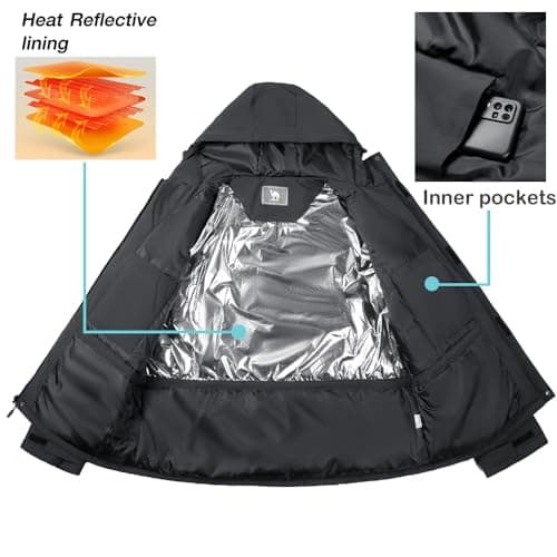 CAMEL CROWN Men's Waterproof Winter Ski Jacket with Thermal Insulation for Snow Rain