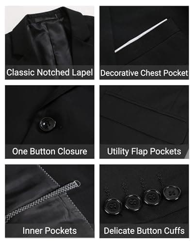 Cloudstyle Men's Slim Fit Notched Lapel 3-Piece Formal Suit Jacket & Pants Set
