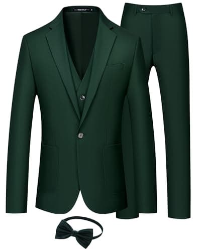 MAGE Men's Slim Fit Tuxedo Suit 3-Piece Set for Weddings and Proms