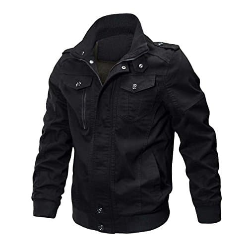 CRYSULLY Men's Casual Windbreaker Jacket with Cargo Pockets