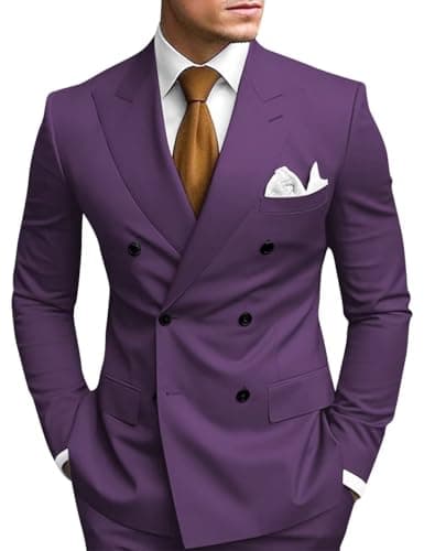 Double Breasted Suit Men Slim Fit 2 Piece Wedding Prom Set