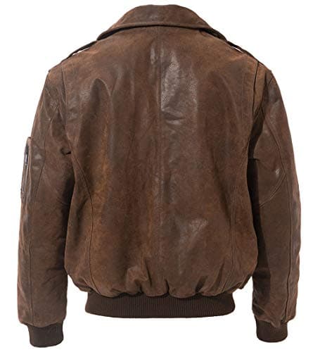 FLAVOR Men's Leather Flight Bomber Jacket
