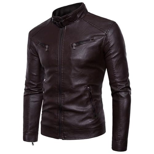 Maiyifu-GJ Men's Black Slim Fit Casual Motorcycle Jacket