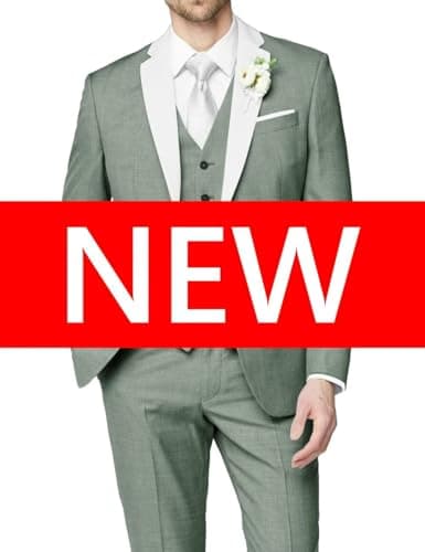 HUUTOE Men's Slim Fit Wedding Groomsmen Tuxedo Set Blazer Jacket Pants