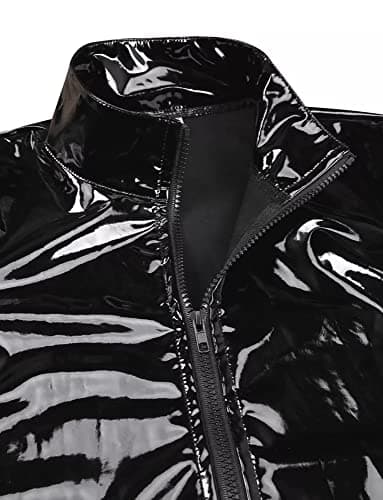 MALE SHINY PATENT LEATHER JACKET SLIM FIT NIGHTCLUB PARTY WEAR