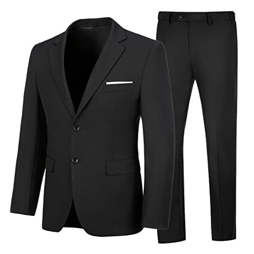 Elionm Men's Slim Fit 2-Piece Business Wedding Tuxedo Suit Jacket and Pants