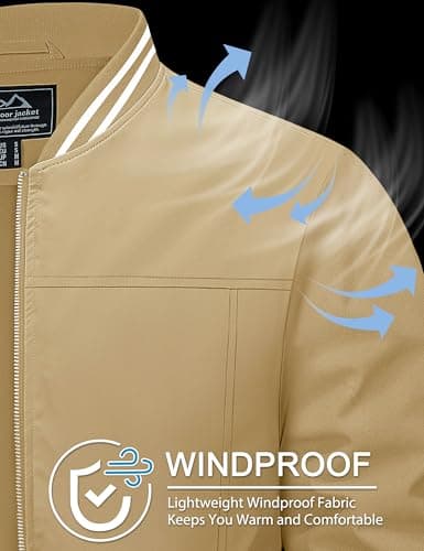 MAGCOMSEN Men's Lightweight Bomber Jacket Zip-Up Windbreaker