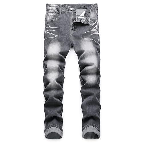 Men's Slim Fit Stretch Jean Blue Or Black Comfortable Soft Ripped Pants Demin