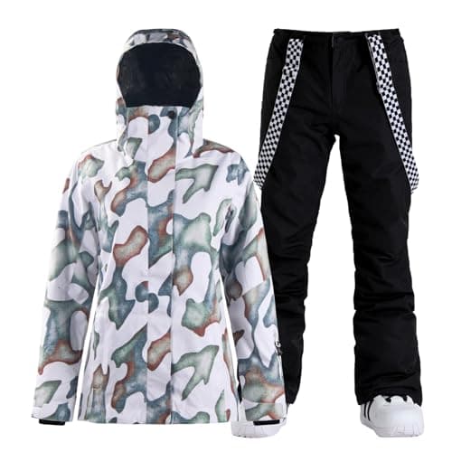 GSOU Women's Waterproof Snowsuit Ski Jacket and Pants Insulated Warm Winter Snowboarding