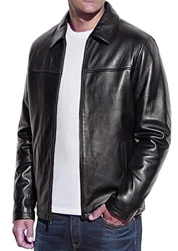 Storemm Men's Genuine Lambskin Classic Biker Jacket