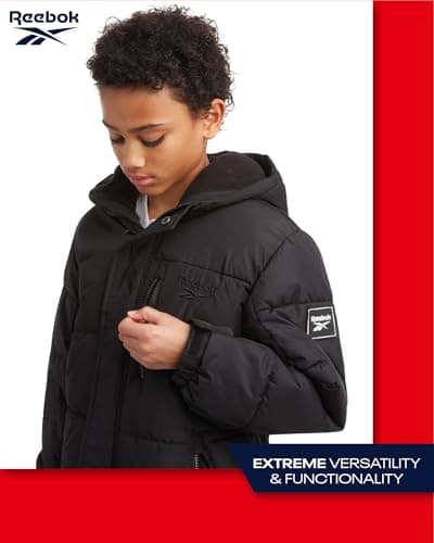 Reebok Boys' Heavyweight Winter Puffer Coat - Weather Resistant Ski Jacket (Ages 8-20)