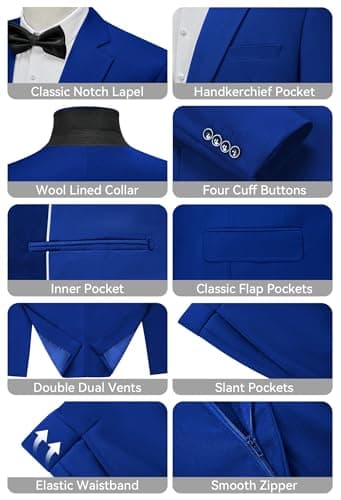 WEEN CHARM Men's Slim Fit 2-Piece One-Button Blazer & Tuxedo Pants Wedding Prom Suit Set