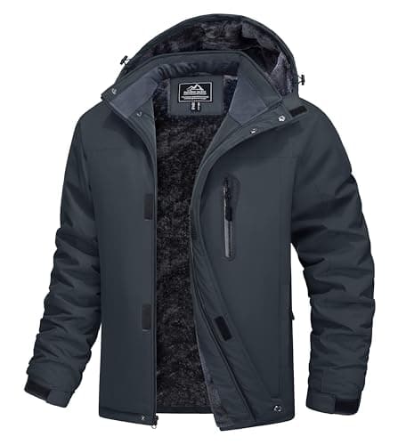 MAGCOMSEN Men's Water Resistant Winter Ski Snow Rain Jacket with Hood