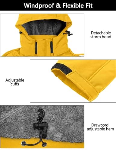 Little Donkey Andy Men's Warm Sherpa Lined Winter Softshell Ski Jacket Windproof Snow Coat