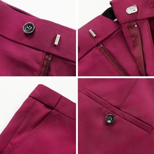 HIGAKI Men's Slim Fit 3-Piece Tuxedo Set, One Button Jacket Pants