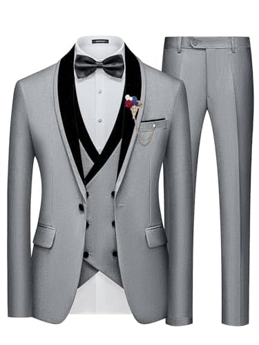 MAGE MALE Men's Slim Fit 3 Piece Formal Tuxedo Set for Weddings and Events