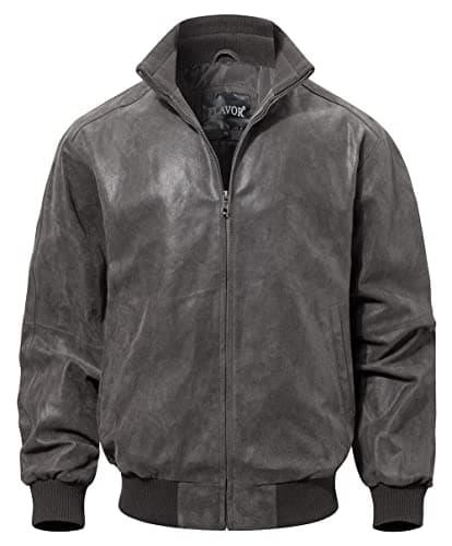 FLAVOR Men's Real Leather Bomber Casual Jacket