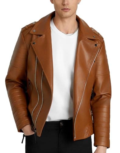 WULFUL Men's Leather Jackets Global Recycled Standard
| Faux Bomber Jacket for Men Global Recycled Standard
| Motorcycle Lapel Asymmetric Zip-Up Slim Fit Biker Coat Global Recycled Standard