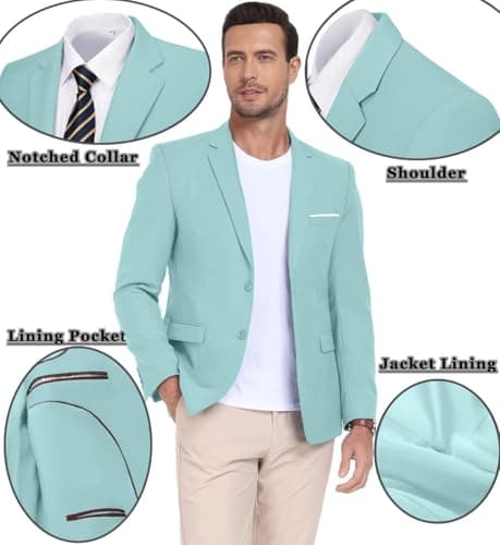 YoTsai Spring Men's Slim Fit 2-Button Casual Suit Blazer Jackets
