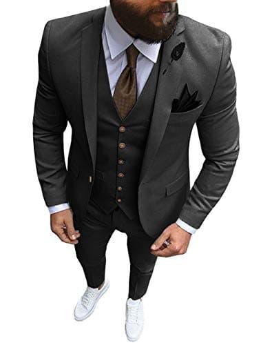 Solove-Suit Men's 3-Piece Regular Fit One-Button Formal Suit for Wedding