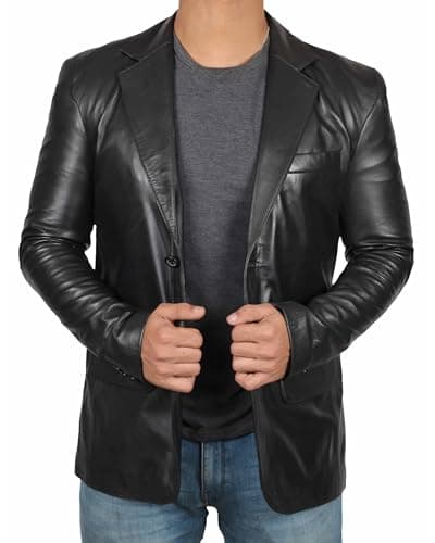 Black & Brown Real Lambskin Leather Blazer for Men