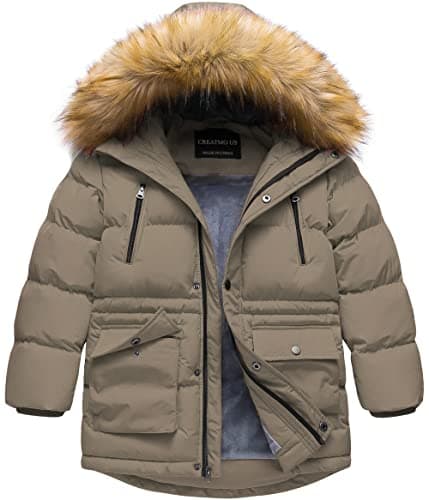 Creatmo US Boy's Winter Water Resistant Hooded Puffer Jacket