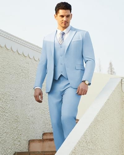Saruit Men'sSlim Fit Tuxedo Suit 3PC 2-Button Prom Wedding Party