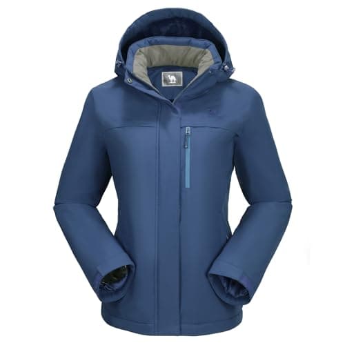 CAMEL CROWN Women's Waterproof Winter Ski Jacket Hooded Fleece Snowboarding Coat