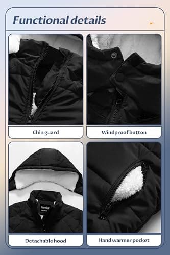 Pursky Boys' Warm Winter Water Resistant Sherpa Puffer Coat With Hood
