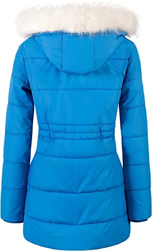 Chrisuno Women's Winter Warm Puffer Jacket with Faux Fur Hood