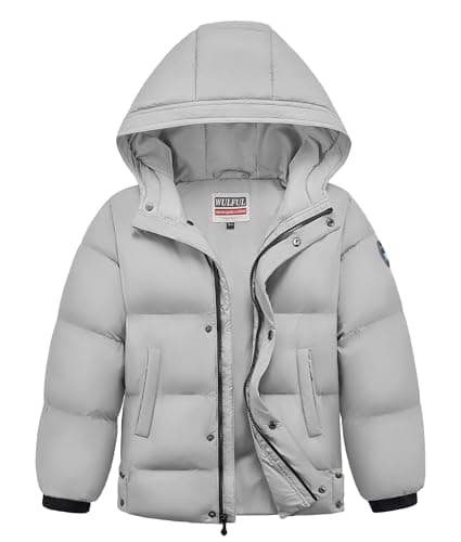 Boys Winter Hooded Puffer Jacket for Outdoor - Simplified English