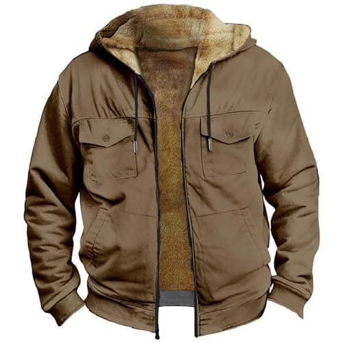 Thick Fleece Full Zip Hoodie for Men Sherpa Lined Warm Coat