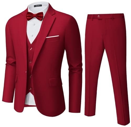 Saruit Men's Slim Fit 3-Piece Tuxedo Set for Prom and Weddings