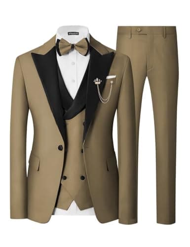 SPTALLFITJSV Mens Slim Fit Double Breasted Tuxedo Suit for Wedding Prom Dinner