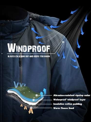 GAXIDES Men's Waterproof Windproof Ski Jacket with Hood