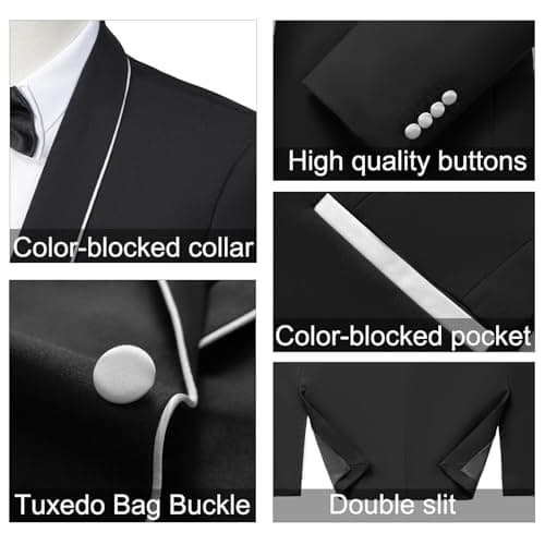 MAGE Mens Clashing Color Tuxedo Suit with Shawl Lapel Jacket and Pants